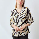 MOTF PREMIUM Blusa de cuello con cordon cebra