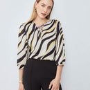 MOTF PREMIUM Blusa de cuello con cordon cebra