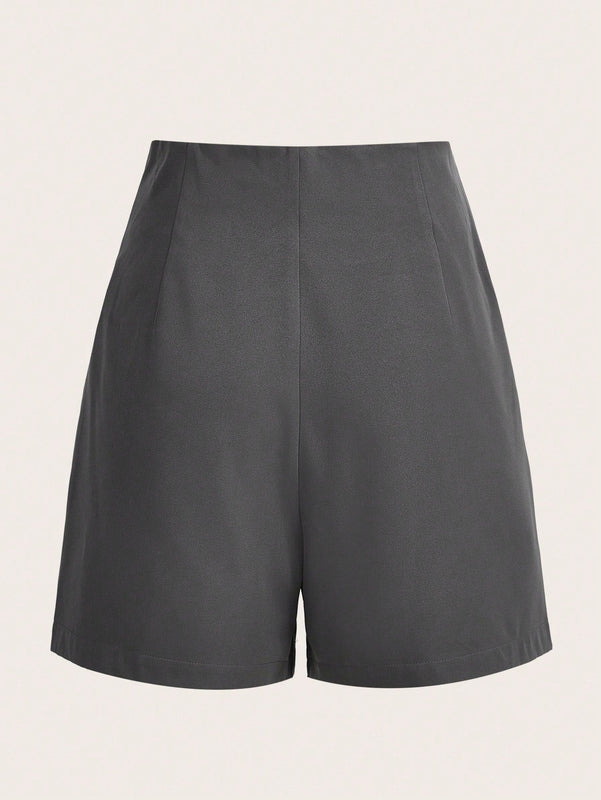 BIZwear Shorts con diseno de fruncido con bolsillo oblicuo sin cinturon ropa de trabajo