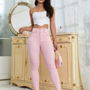 EZwear Pantalones Pitillo Recortados Lisos Para Mujer Primavera Verano