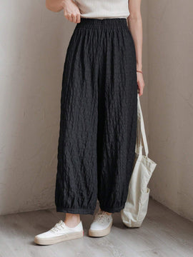 DAZY Pantalones unicolor de cintura elastica con textura