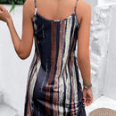 LUNE Vestido de tirantes con estampado de pincelada