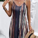 LUNE Vestido de tirantes con estampado de pincelada