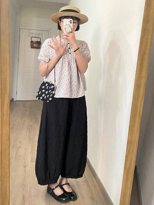 DAZY Pantalones unicolor de cintura elastica con textura