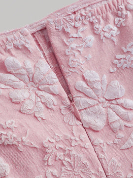 Mod vestido floral jacquard de cuello cuadrado de manga farol