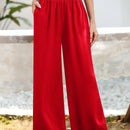 Essnce pantalones casuales sueltos de pierna ancha con bolsillos y cintura fruncida de unicolor para mujeres