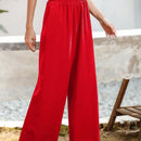 Essnce pantalones casuales sueltos de pierna ancha con bolsillos y cintura fruncida de unicolor para mujeres