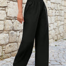 Cottnline pantalones de pierna ancha unicolor con bolsillo oblicuo