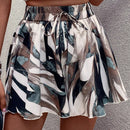 Shorts de pierna ancha con estampado de cintura con nudo