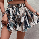 Shorts de pierna ancha con estampado de cintura con nudo