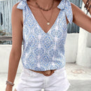 VCAY Blusa con estampado de hombros con cordon