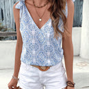 VCAY Blusa con estampado de hombros con cordon