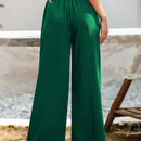 Essnce pantalones casuales sueltos de pierna ancha con bolsillos y cintura fruncida de unicolor para mujeres