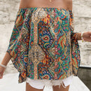 VCAY Blusa con estampado de paisley de hombros descubiertos manga de campana