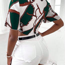 Slayr Camisa crop con estampado de cadena con nudo delantero