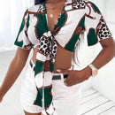 Slayr Camisa crop con estampado de cadena con nudo delantero