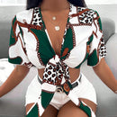 Slayr Camisa crop con estampado de cadena con nudo delantero