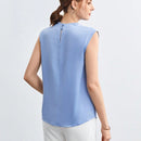 BIZwear Top fruncido de cuello alto unicolor sin manga ropa de trabajo