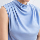 BIZwear Top fruncido de cuello alto unicolor sin manga ropa de trabajo