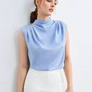 BIZwear Top fruncido de cuello alto unicolor sin manga ropa de trabajo