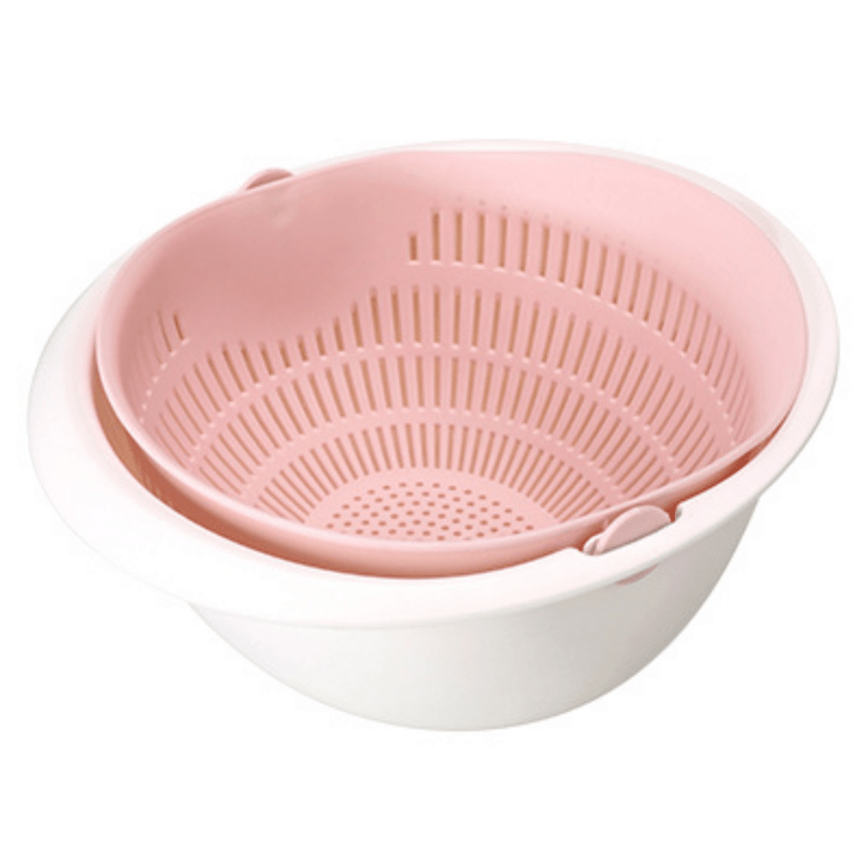 Colador de una sola pieza, cesta de drenaje de dos niveles, colador de plástico rotativo, cesta de lavado reutilizable, colador para la cocina, cesta de lavado de frutas y verduras, artículos de cocina, herramientas de cocina, accesorios de cocina, sin b