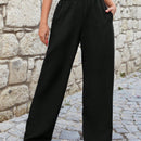 Cottnline pantalones de pierna ancha unicolor con bolsillo oblicuo
