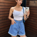 DAZY Pantalones Cortos De De Jean De Cintura Alta Con Dobladillo Enrollado