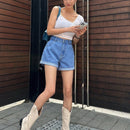 DAZY Pantalones Cortos De De Jean De Cintura Alta Con Dobladillo Enrollado
