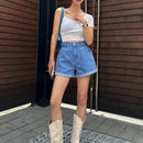 DAZY Pantalones Cortos De De Jean De Cintura Alta Con Dobladillo Enrollado