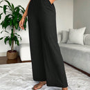 Pantalones de pierna ancha de cintura con volante