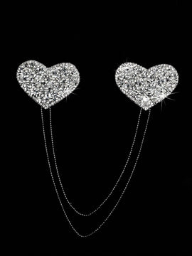 Pegatinas pezon con diseno de diamante de imitacion con cadena pezon