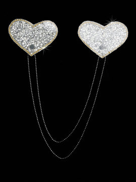 Pegatinas pezon con diseno de diamante de imitacion con cadena pezon