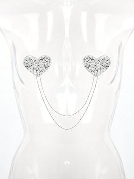 Pegatinas pezon con diseno de diamante de imitacion con cadena pezon