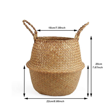 1 Pieza, Cesta De Mimbre Tejida A Mano Con Algas Marinas, Añade Estilo Y Funcionalidad A La Decoración De Tu Hogar Con Este Macetero Tejido