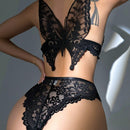 Set de lenceria con bordado de mariposa con encaje floral con aro