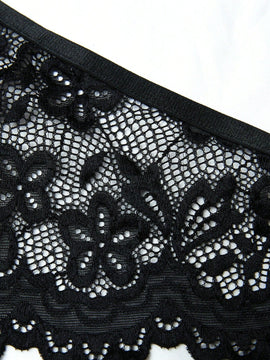 Set de lenceria con bordado de mariposa con encaje floral con aro