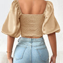 Prive Camisa crop escote corazon de manga farol