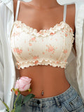 Sujetador De Encaje Con Estampado Floral Y Volantes