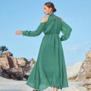 Mulvari Vestido de hombros descubiertos de manga farol sin cinturon