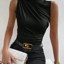 Privé Top tank de cuello alto fruncido