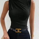 Privé Top tank de cuello alto fruncido