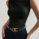 Privé Top tank de cuello alto fruncido