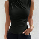 Privé Top tank de cuello alto fruncido
