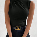 Privé Top tank de cuello alto fruncido