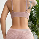 Conjunto De Lenceria Para Mujer (sujetador Sin Costuras Y Bragas Triangulares) En Rosa Loto