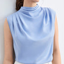 BIZwear Top fruncido de cuello alto unicolor sin manga ropa de trabajo