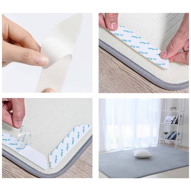 8pcs Cinta De Alfombras, Cinta De Alfombras Reutilizable Y Lavable, Almohadillas De Alfombras Antideslizantes De Doble Cara Para Pisos De Madera Dura, Mantienen La Alfombra En Su Lugar, Cinta Adhesiva Antideslizante Para Alfombras Para Pisos De Madera Du