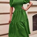 Frenchy Vestido de cuello cuadrado de manga farol bajo con fruncido