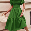 Frenchy Vestido de cuello cuadrado de manga farol bajo con fruncido