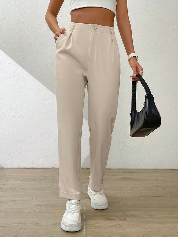 Essnce pantalones largos casuales y conicos de unicolor para ir al trabajo